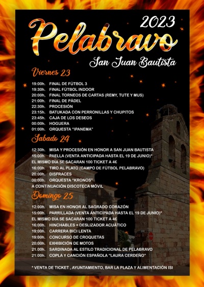 Programa de Fiestas Pelabravo. San Juan 2023